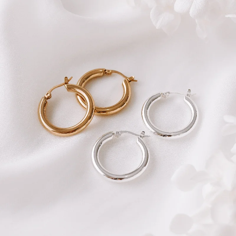 Shop Jewelry That Shines Without The High Price Gemma - Gold or Silver Plated Stainless Steel Hoops