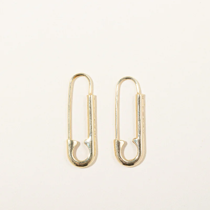 Elevate Your Outfit With Discounted Statement Jewelry 'Givenchy' 18k Yellow Gold Safety Pin Earrings Elevate Your Outfit With Discounted Statement Jewelry 'Givenchy' 18k Yellow Gold Safety Pin Earrings