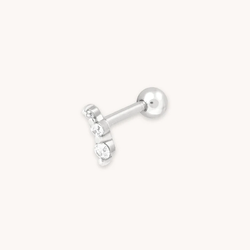 Special Deals On Handcrafted And Designer Jewelry Glimmer Crystal Barbell in Silver