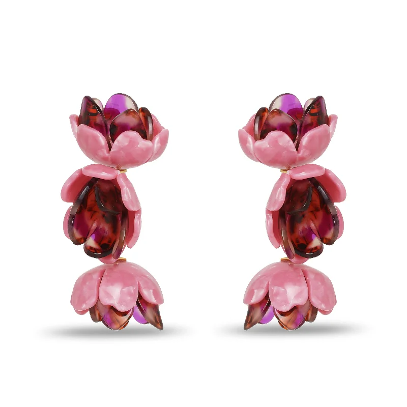 Upgrade Your Jewelry Collection For Less ROSE PETAL TRIPLE DROP CLIP-ON EARRINGS