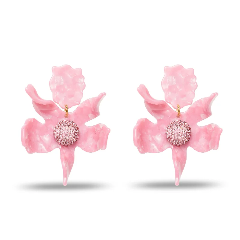 Jewelry Clearance – Final Chance To Save Big ROSE CRYSTAL LILY EARRINGS