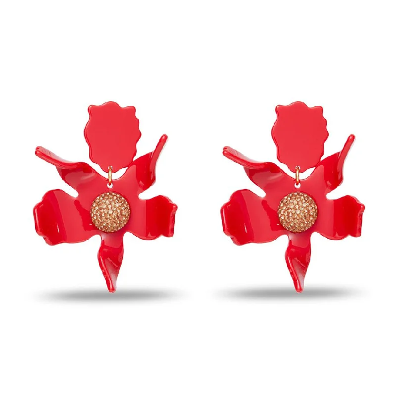 Jewelry Flash Sale – Stylish Designs At Unbeatable Rates SCARLET CRYSTAL LILY EARRINGS