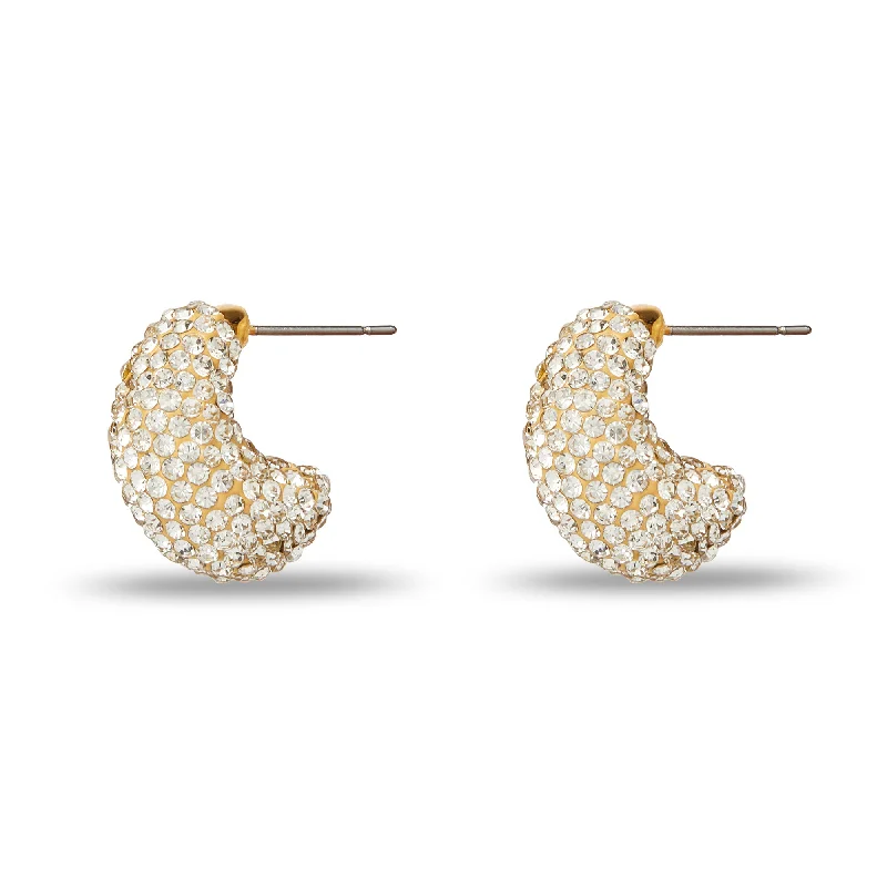 Shop Handcrafted Jewelry At Special Promotional Rates CRYSTAL PAVE DOME MINI HOOP EARRINGS