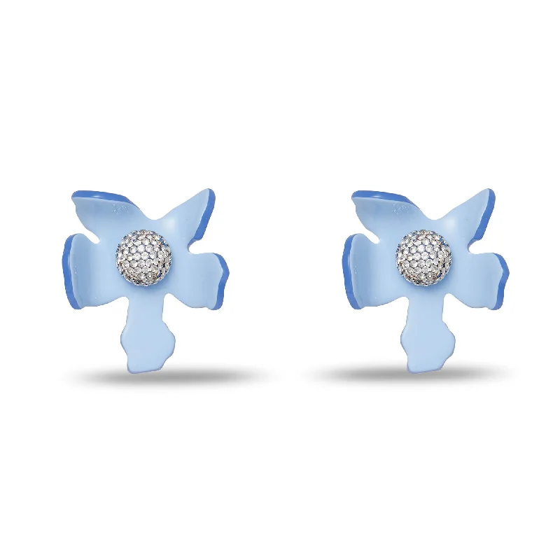 Personalized Jewelry Sale – Unique Pieces At Great Prices LAKE BLUE CRYSTAL LILY BUTTON EARRINGS