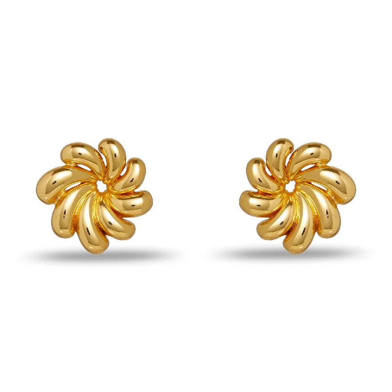 Affordable Glamour – Premium Jewelry At Special Prices GOLD PINWHEEL FLOWER BUTTON EARRINGS