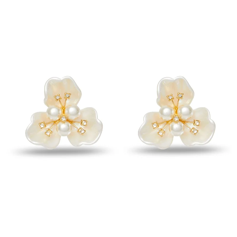 Shop Dazzling Jewelry At The Best Prices PEARL BLOSSOM BUTTON EARRINGS