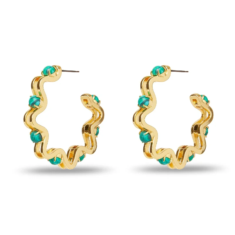 Flash Sale On Stunning Jewelry – Don't Miss Out MALACHITE CATERPILLAR HOOP EARRINGS