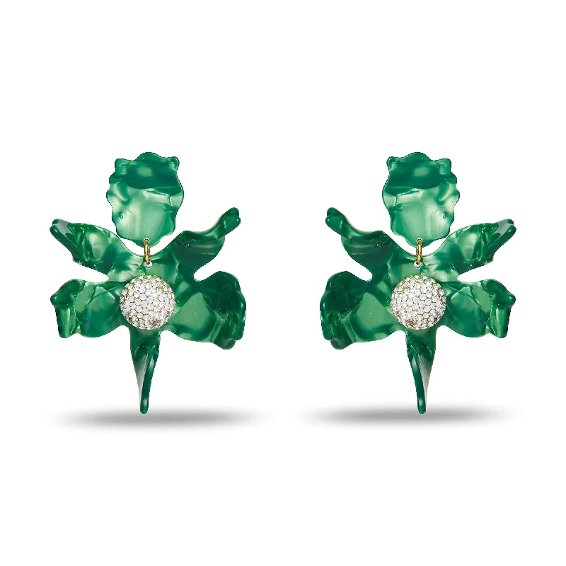 Seasonal Jewelry Deals – Elevate Your Style LEAF GREEN CRYSTAL LILY EARRINGS