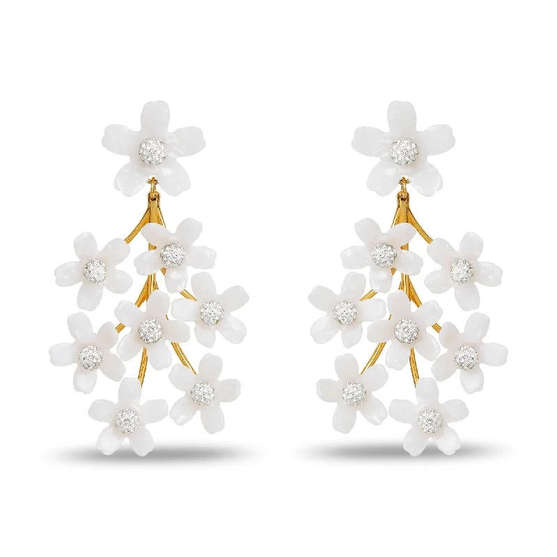 Discounted Jewelry For A Glamorous Look MOTHER OF PEARL GARDEN BOUQUET CHANDELIER EARRINGS