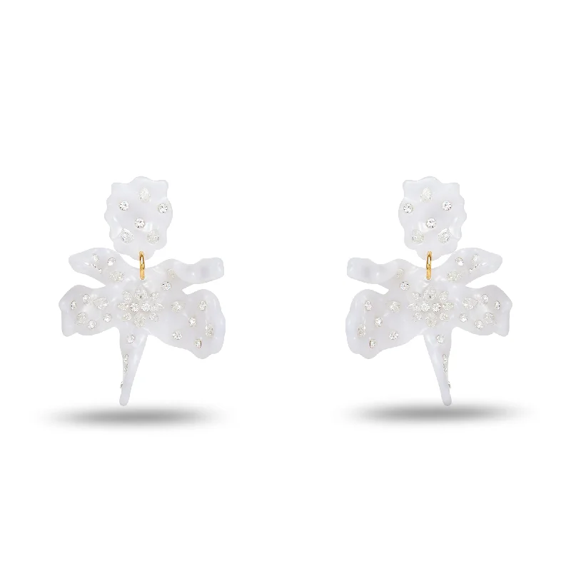 Shop Stylish Jewelry Now And Save Big MOTHER OF PEARL SPARKLE SMALL PAPER LILY EARRINGS