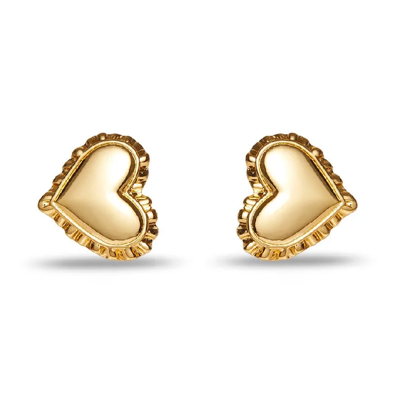 Timeless Beauty, Unbeatable Deals – Jewelry Sale On GOLD HEART RUFFLE BUTTON EARRINGS