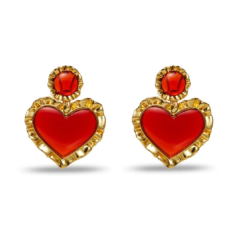 Make Your Outfit Shine With Discounted Jewelry VALENTINES RED HEART RUFFLE DROP EARRINGS