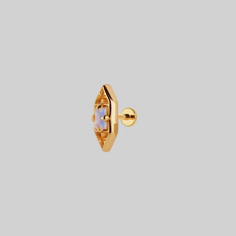 High-Quality Gemstone Jewelry For Special Occasions IVAN. Gothic Window Opalite Stud Earring - Gold High-Quality Gemstone Jewelry For Special Occasions IVAN. Gothic Window Opalite Stud Earring - Gold