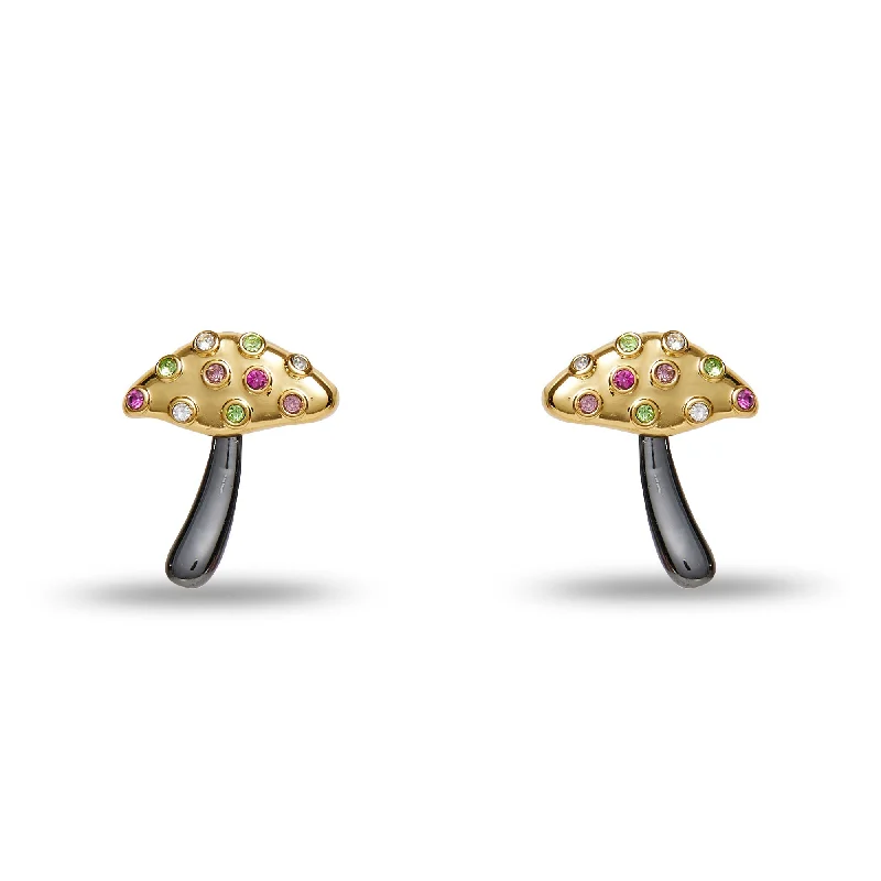 Must-Have Jewelry At Irresistible Discounts JEWELED MEADOW MUSHROOM BUTTON EARRINGS