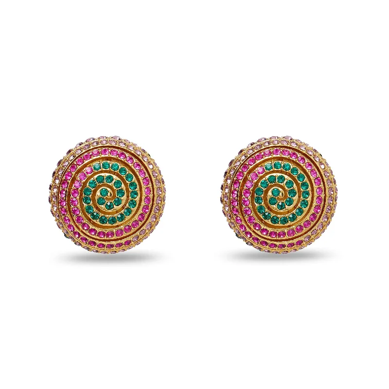 High-End Sparkle, Low-End Prices – Shop Now JEWELED MEADOW SPIRAL BUTTON EARRINGS