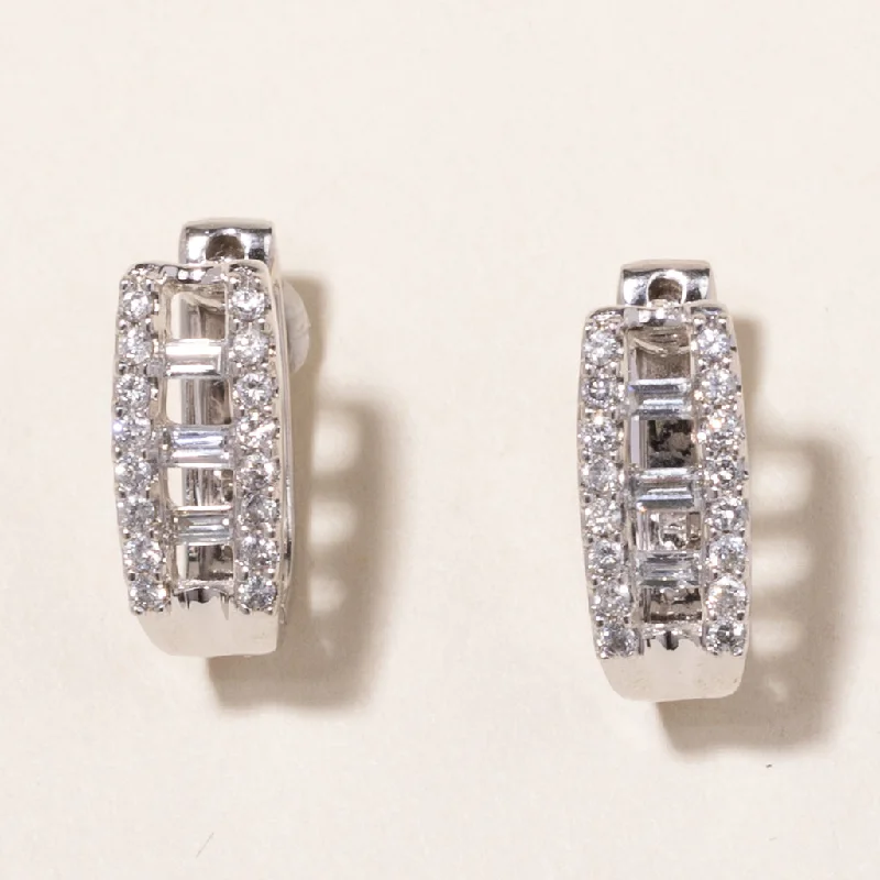Trendy Minimalist Jewelry For Everyday Wear 14k White Gold Diamond Huggie Earring | 0.52ctw | 1.2x1cm Trendy Minimalist Jewelry For Everyday Wear 14k White Gold Diamond Huggie Earring | 0.52ctw | 1.2x1cm