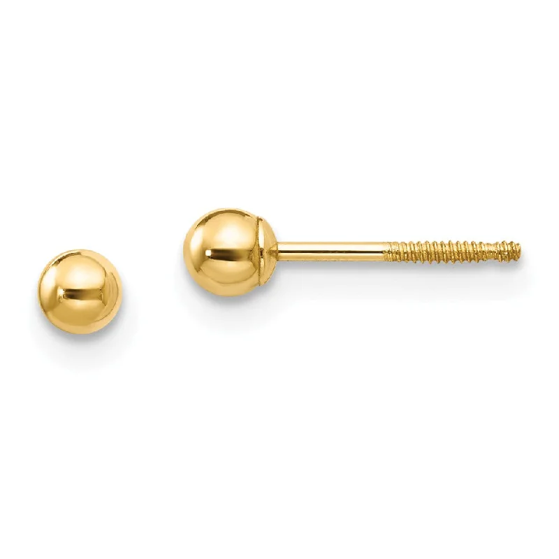 Personalized Jewelry At Special Discount Rates Kids 3mm Ball Screw Back Stud Earrings in 14k Yellow Gold Personalized Jewelry At Special Discount Rates Kids 3mm Ball Screw Back Stud Earrings in 14k Yellow Gold