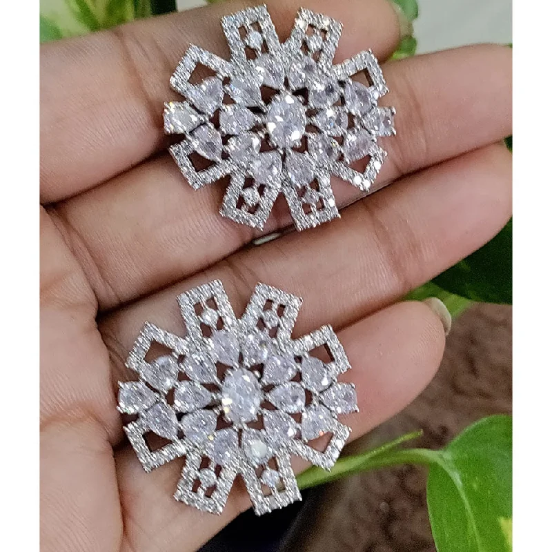 Your Dream Jewelry At Dream Prices Manisha Jewellery Silver Plated AD Stone Stud Earrings Your Dream Jewelry At Dream Prices Manisha Jewellery Silver Plated AD Stone Stud Earrings