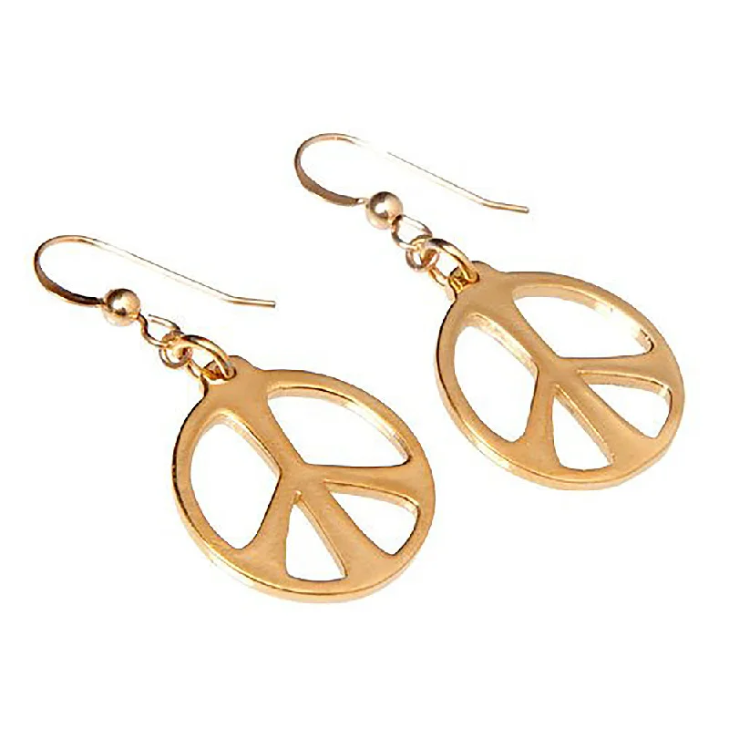 Flash Sale On Exquisite Jewelry – Don't Miss Out Medium Peace Symbol Gold-dipped Earrings on French Hooks