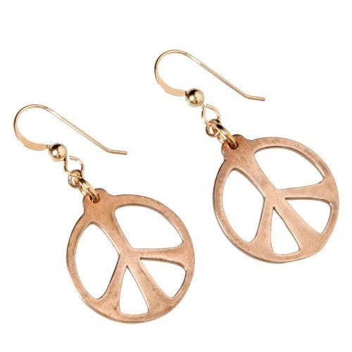 Exclusive Jewelry Bundles At Discounted Prices Medium Peace Symbol Peace Bronze Earrings on French Hooks