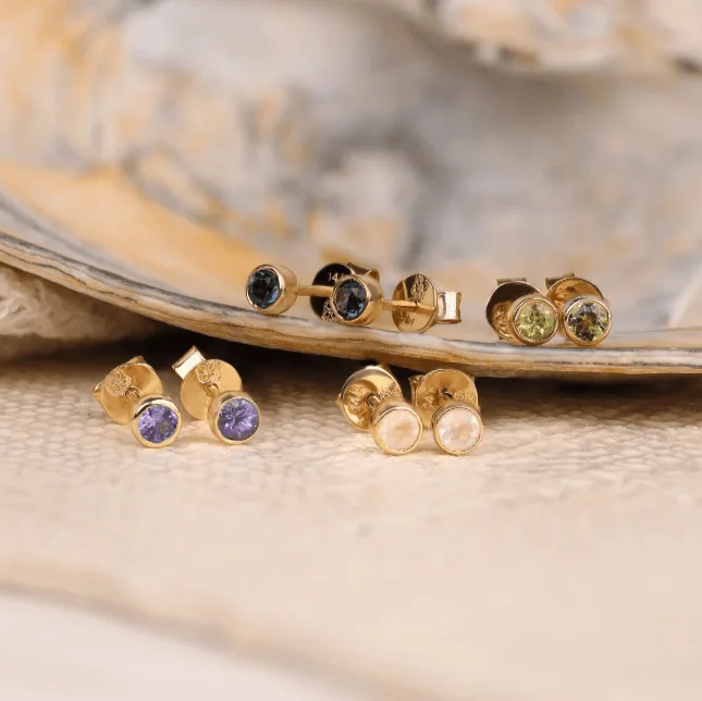 Fashion-Forward Geometric Jewelry For Contemporary Style Natural Birthstone Stud Earrings, Vienna Fashion-Forward Geometric Jewelry For Contemporary Style Natural Birthstone Stud Earrings, Vienna