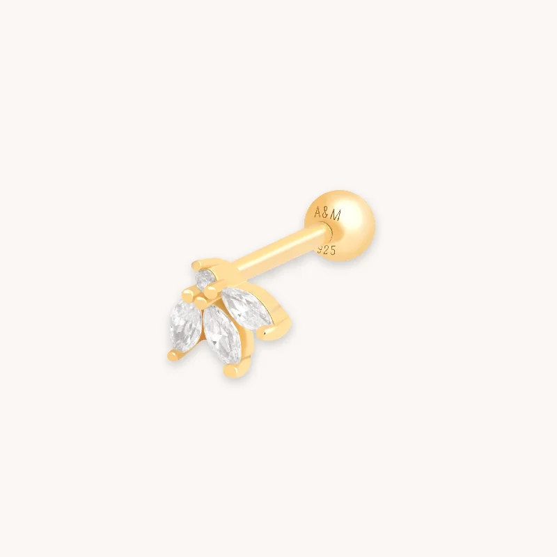 Exclusive Jewelry Sale Event – Shop Now Navette Fan Barbell Earring in Gold