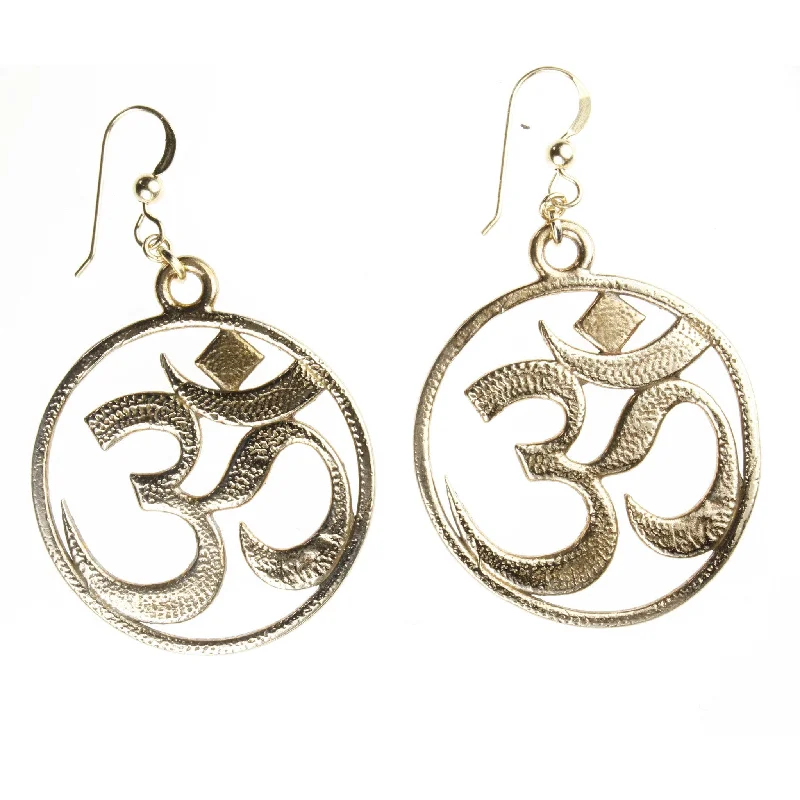 Luxury Jewelry Now At Special Promotional Rates Om Peace Bronze Earrings on French Hooks