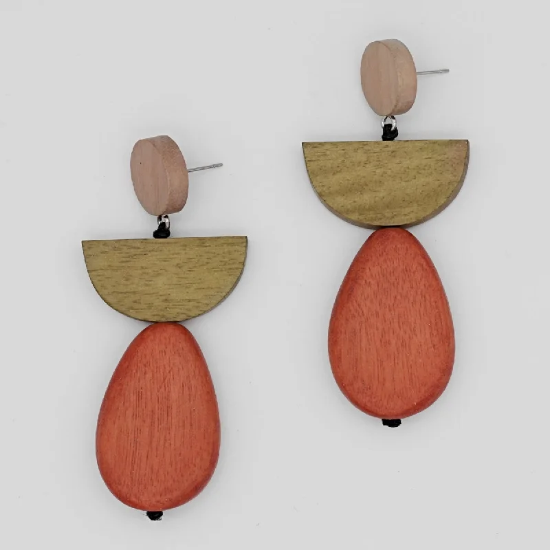 Sparkle For Less – Shop Jewelry Deals Now Peach Tasi Wooden Earrings