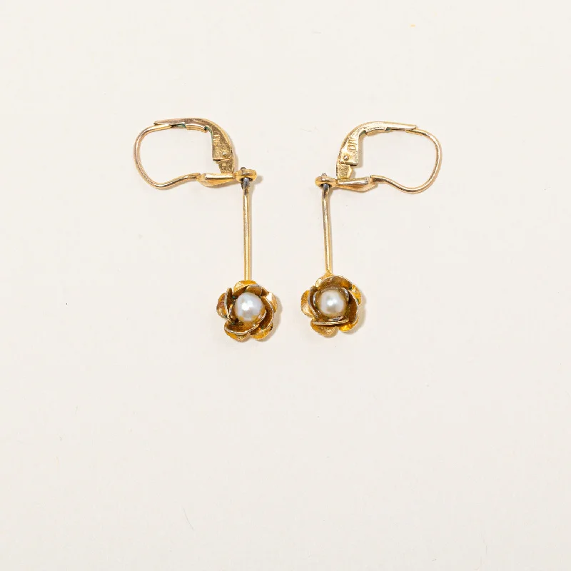 Elegant Necklaces And Bracelets At Limited-Time Offers Pearl Flower Drop Earrings