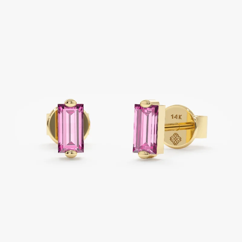 Limited Stock On Premium Jewelry At Low Prices Pink Sapphire Baguette Stud Earrings, Lupita Limited Stock On Premium Jewelry At Low Prices Pink Sapphire Baguette Stud Earrings, Lupita