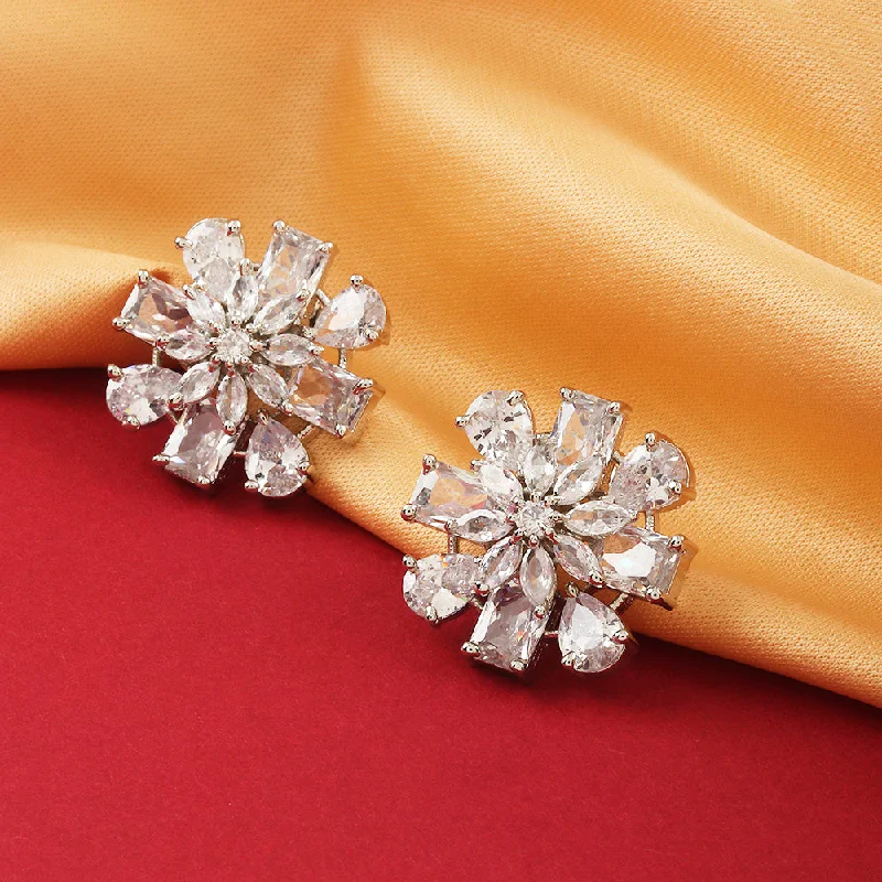 Fashion-Forward Jewelry At Incredible Prices Raddhi Jewels Silver Plated AD Stud Earrings Fashion-Forward Jewelry At Incredible Prices Raddhi Jewels Silver Plated AD Stud Earrings