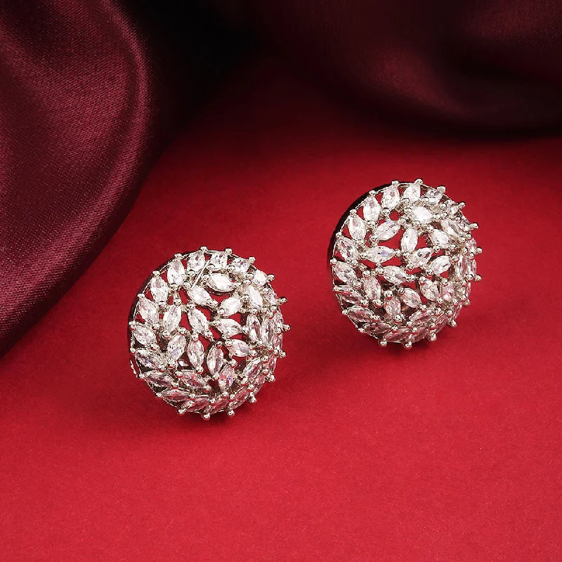 Discounted Jewelry For A Glamorous Look Raddhi Jewels Silver Plated AD Stud Earrings Discounted Jewelry For A Glamorous Look Raddhi Jewels Silver Plated AD Stud Earrings