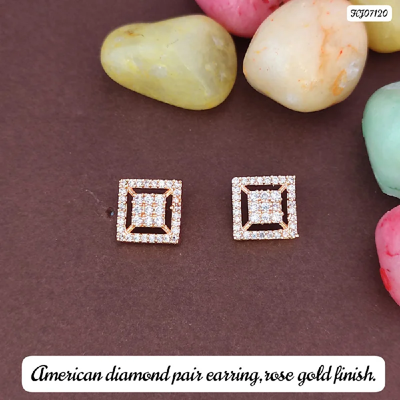 Luxury Jewelry At Budget-Friendly Prices – Grab Yours Now Raj Creations Rose Gold Plated AD Stone Stud Earrings Luxury Jewelry At Budget-Friendly Prices – Grab Yours Now Raj Creations Rose Gold Plated AD Stone Stud Earrings