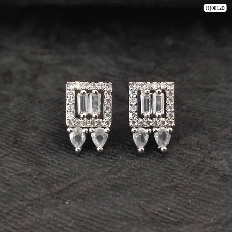 Everyday Jewelry Essentials Now On Sale Raj Creations Silver Plated AD Stone Stud Earrings Everyday Jewelry Essentials Now On Sale Raj Creations Silver Plated AD Stone Stud Earrings