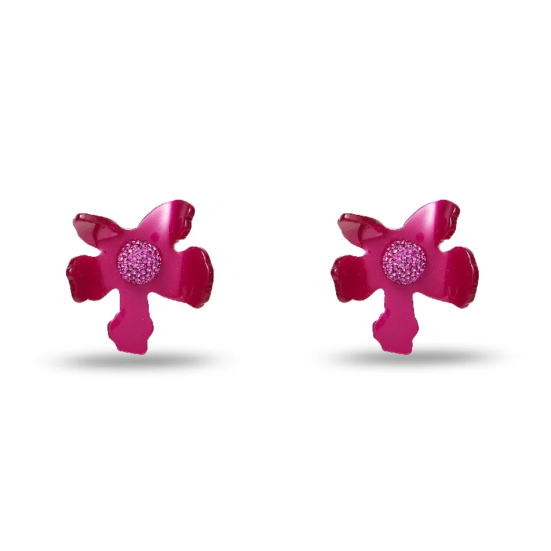 Limited-Time Jewelry Sale – Don't Miss Out On Dazzling Discounts RASPBERRY CRYSTAL LILY BUTTON EARRINGS