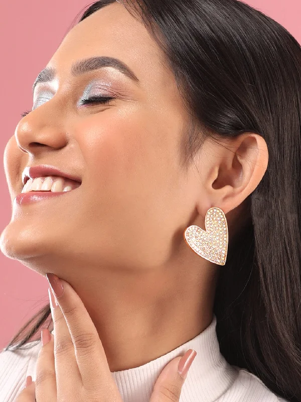Unmissable Jewelry Sale – Shop Before It's Too Late TOKYO TALKIES X Rubans 18K Gold Toned White Zircons Studded Heart Stud Earring Unmissable Jewelry Sale – Shop Before It's Too Late TOKYO TALKIES X Rubans 18K Gold Toned White Zircons Studded Heart Stud Earring