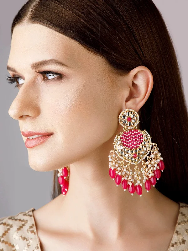 The Ultimate Jewelry Sale – Exclusive Styles At Great Prices Rubans Gold Plated Chandbali Earrings With Pink And White Beads The Ultimate Jewelry Sale – Exclusive Styles At Great Prices Rubans Gold Plated Chandbali Earrings With Pink And White Beads