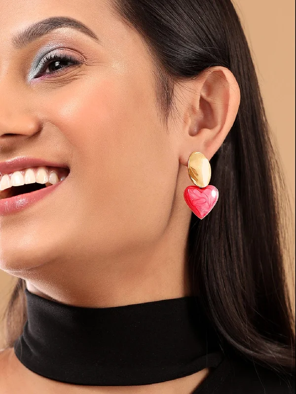 Elevate Your Jewelry Collection With Limited-Time Savings Rubans Voguish Gold Toned Textured Stud With Red Heart Motif Drop Earrings Elevate Your Jewelry Collection With Limited-Time Savings Rubans Voguish Gold Toned Textured Stud With Red Heart Motif Drop Earrings