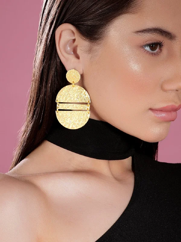 Seasonal Jewelry Deals – Elevate Your Style Rubans Matt Gold Finish Circular Textured Earrings. Seasonal Jewelry Deals – Elevate Your Style Rubans Matt Gold Finish Circular Textured Earrings.