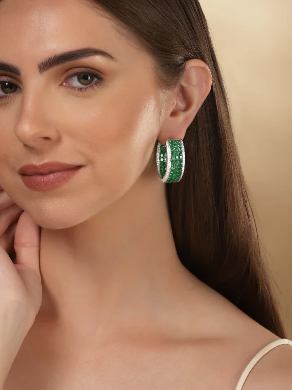 Jewelry Clearance Sale – Final Reductions Rubans Rhodium Plated Premium White & Emerald Zircons Hoop Earring Jewelry Clearance Sale – Final Reductions Rubans Rhodium Plated Premium White & Emerald Zircons Hoop Earring