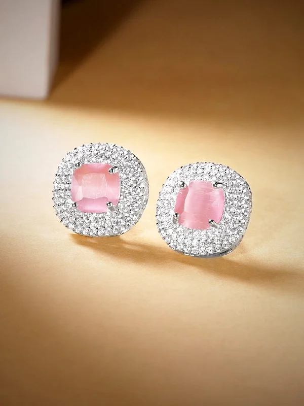 Get Ready To Sparkle – Special Jewelry Discounts Rubans Rhodium Plated Premium White & Pink Saphire Zircons Stud Earring. Get Ready To Sparkle – Special Jewelry Discounts Rubans Rhodium Plated Premium White & Pink Saphire Zircons Stud Earring.