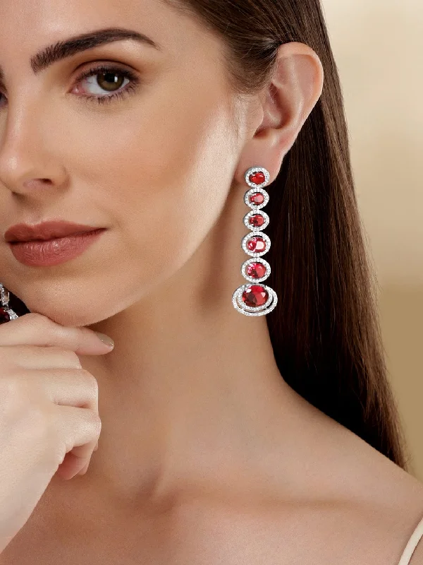 Limited-Stock Jewelry Sale – Once It's Gone, It's Gone Rubans Rhodium Plated Ruby Red Oval Cut Zirconia Long Dangle Earrings Limited-Stock Jewelry Sale – Once It's Gone, It's Gone Rubans Rhodium Plated Ruby Red Oval Cut Zirconia Long Dangle Earrings