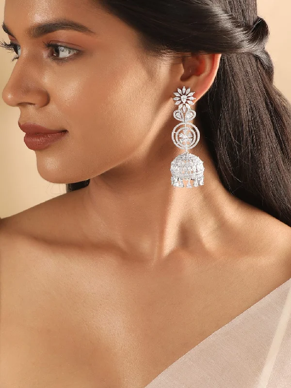 Handcrafted Jewelry Sale – Unique Designs At Low Prices Rubans Rhodium Plated Zirconia Studded Jhumka Earrings Handcrafted Jewelry Sale – Unique Designs At Low Prices Rubans Rhodium Plated Zirconia Studded Jhumka Earrings