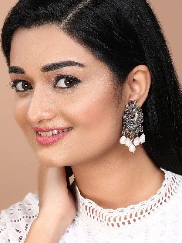 Don't Miss Out On Bestselling Jewelry At Special Prices Rubans Silver-Plated & Gold-Toned Peacock Shaped Drop Earrings Don't Miss Out On Bestselling Jewelry At Special Prices Rubans Silver-Plated & Gold-Toned Peacock Shaped Drop Earrings