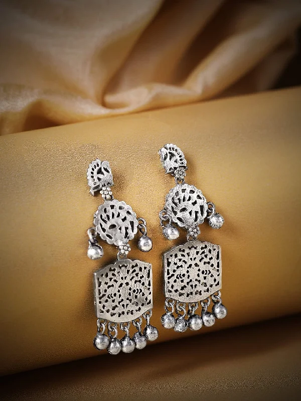 Must-Have Jewelry At Irresistible Discounts Rubans Silver-Toned Classic Oxidised Drop Earrings Must-Have Jewelry At Irresistible Discounts Rubans Silver-Toned Classic Oxidised Drop Earrings