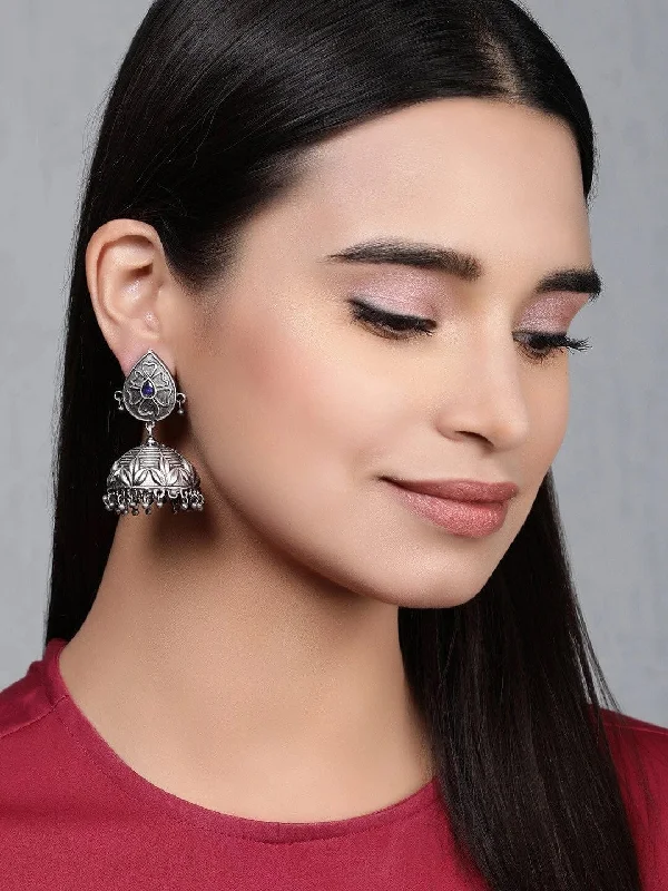 Jewelry Flash Sale – Stylish Designs At Unbeatable Rates Rubans Silver-Toned Dome Shaped Jhumkas
