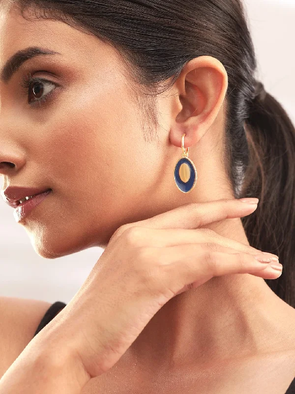 Jewelry Clearance – Final Chance To Save Big Rubans Voguish 18K Gold plated Blue Enamel Detailed Drop Earrings Jewelry Clearance – Final Chance To Save Big Rubans Voguish 18K Gold plated Blue Enamel Detailed Drop Earrings