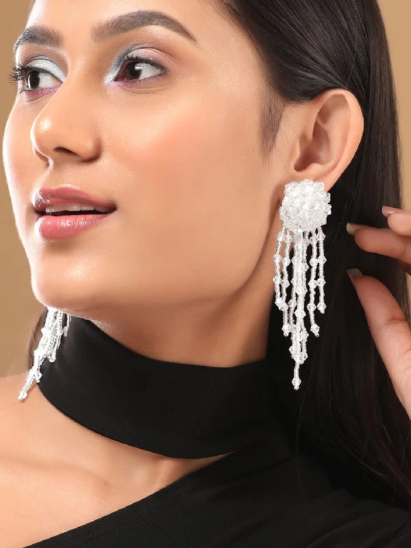 Chic And Stylish Jewelry At Discounted Prices Rubans Voguish Crystal Stone Studded With Tassels Dangle Earrings. Chic And Stylish Jewelry At Discounted Prices Rubans Voguish Crystal Stone Studded With Tassels Dangle Earrings.