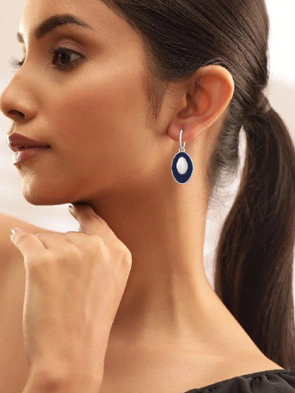 Shop Signature Jewelry Styles At Exclusive Prices Rubans Voguish Rhodium plated Blue Enamel Detailed Drop Earrings Shop Signature Jewelry Styles At Exclusive Prices Rubans Voguish Rhodium plated Blue Enamel Detailed Drop Earrings