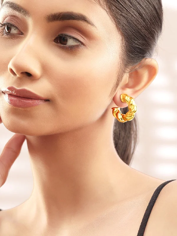Everyday Jewelry Essentials Now On Sale Rubans Voguish Sleek Gold-Plated Hoop Earrings Everyday Jewelry Essentials Now On Sale Rubans Voguish Sleek Gold-Plated Hoop Earrings